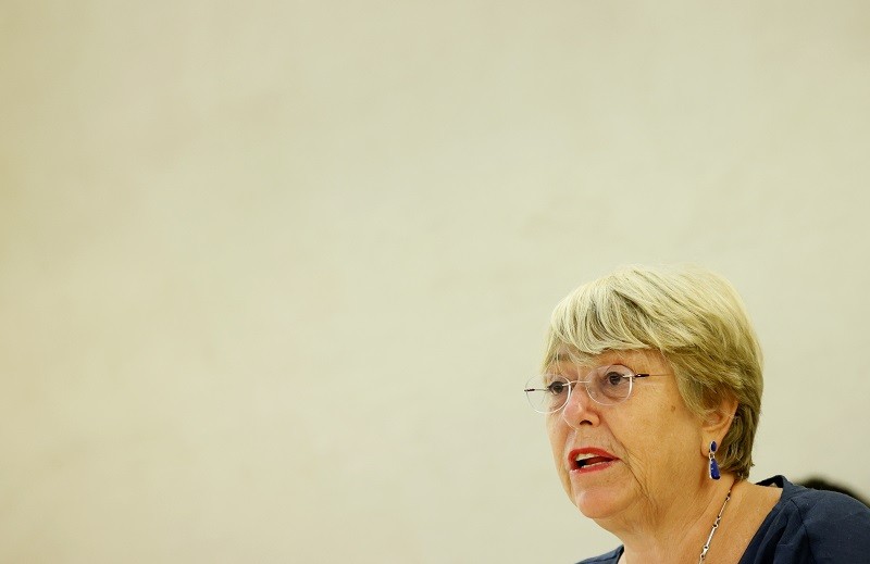 Cao ủy nhân quyền Liên hợp quốc (LHQ) Michelle Bachelet Phát biểu trước Hội đồng nhân quyền LHQ tại Geneva, Thụy Sỹ ngày 13/9. (Nguồn: Reuters)