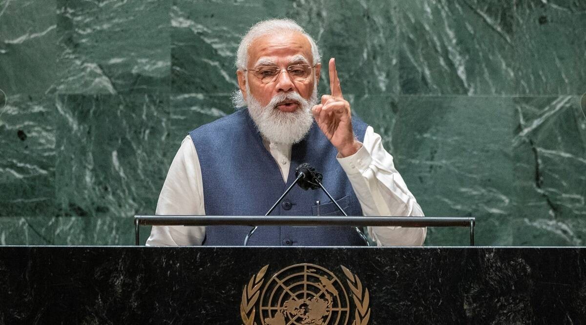 Thủ tướng Ấn Độ Narendra Modi phát biểu tại kỳ họp Đại hội đồng Liên hợp quốc khóa 76, ngày 25/9. (Nguồn: Reuters)