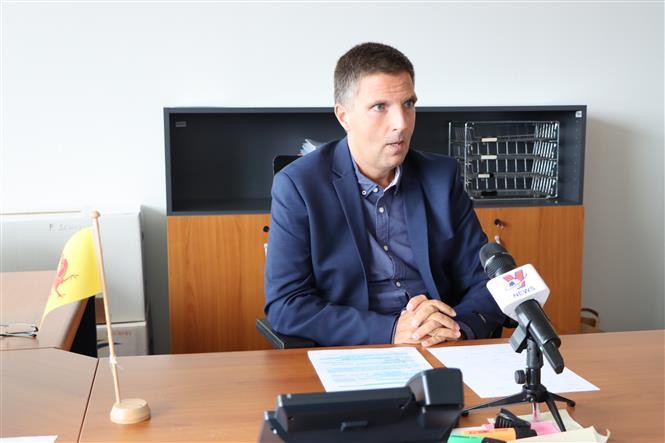 Ông Nicolas Derveaux, đại diện các chính phủ vùng Wallonia và Cộng đồng người Bỉ nói tiếng Pháp tại Việt Nam. (Nguồn: TTXVN)