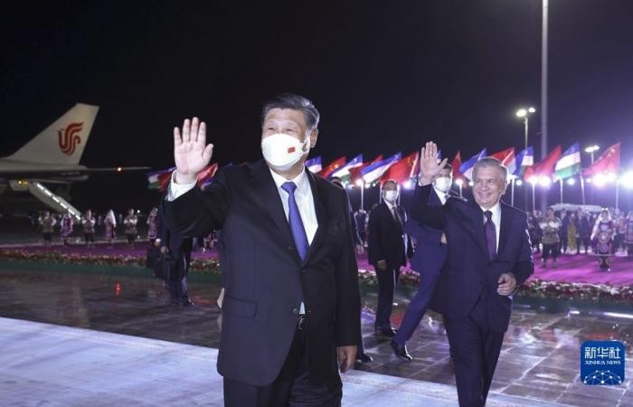 Chủ tịch Trung Quốc Tập Cận Bình đến Samarkand tới 14/9, bắt đầu chuyến thăm Uzbekistan, tham dự Hội nghị thượng đỉnh SCO lần thứ 22. (Nguồn: Tân Hoa xã)