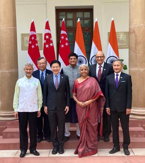 Các bộ trưởng tham dự Hội nghị bàn tròn cấp bộ trưởng Ấn Độ-Singapore lần đầu tiên. (Nguồn: Twitter Bộ Tài chính Ấn Độ)