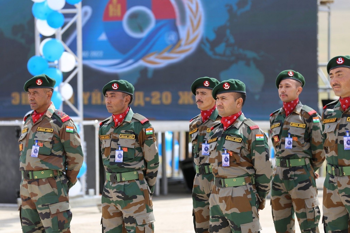 Lực lượng vũ trang Ấn Độ tham gia tập trận hòa bình đa quốc gia Khaan Quest 2022 tại Mông Cổ. (Nguồn: Twitter)
