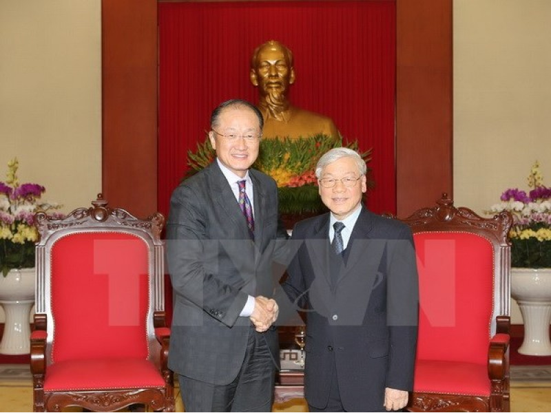 Tổng Bí thư tiếp Chủ tịch Ngân hàng Thế giới Jim Yong Kim