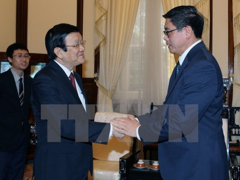 Chủ tịch nước Trương Tấn Sang tiếp Đại sứ Singapore đến chào từ biệt