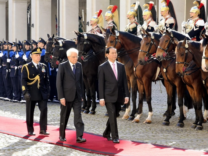 Italy tổ chức trọng thể Lễ đón chính thức Chủ tịch nước Trần Đại Quang