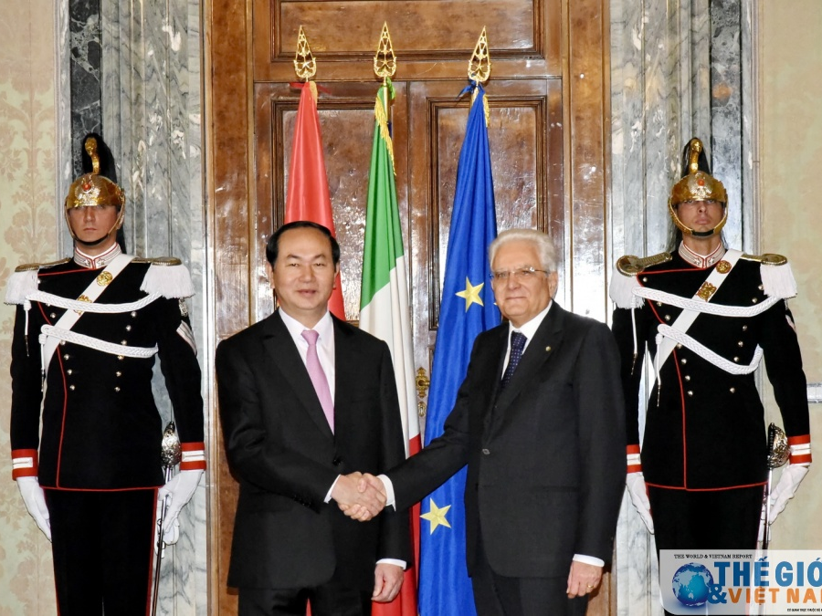 Chủ tịch nước Trần Đại Quang hội đàm với Tổng thống Italy