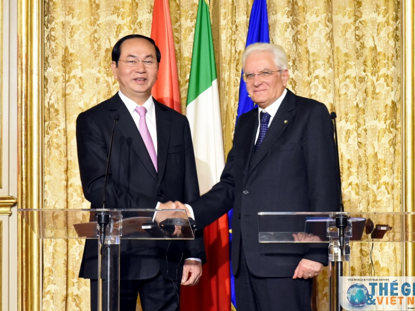 Chủ tịch nước Trần Đại Quang và Tổng thống Italy gặp gỡ báo chí