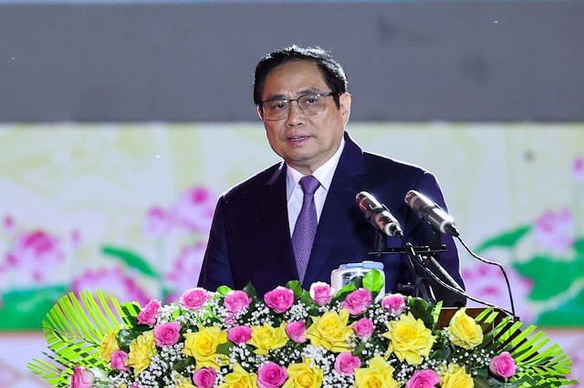 Thủ tướng Phạm Minh Chính phát biểu tại lễ kỷ niệm 90 năm thành lập tỉnh Gia Lai. (Nguồn: Báo Chính phủ)