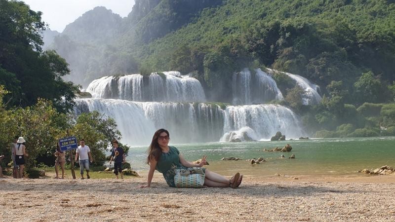 Ban Gioc Waterfall on a sunny day