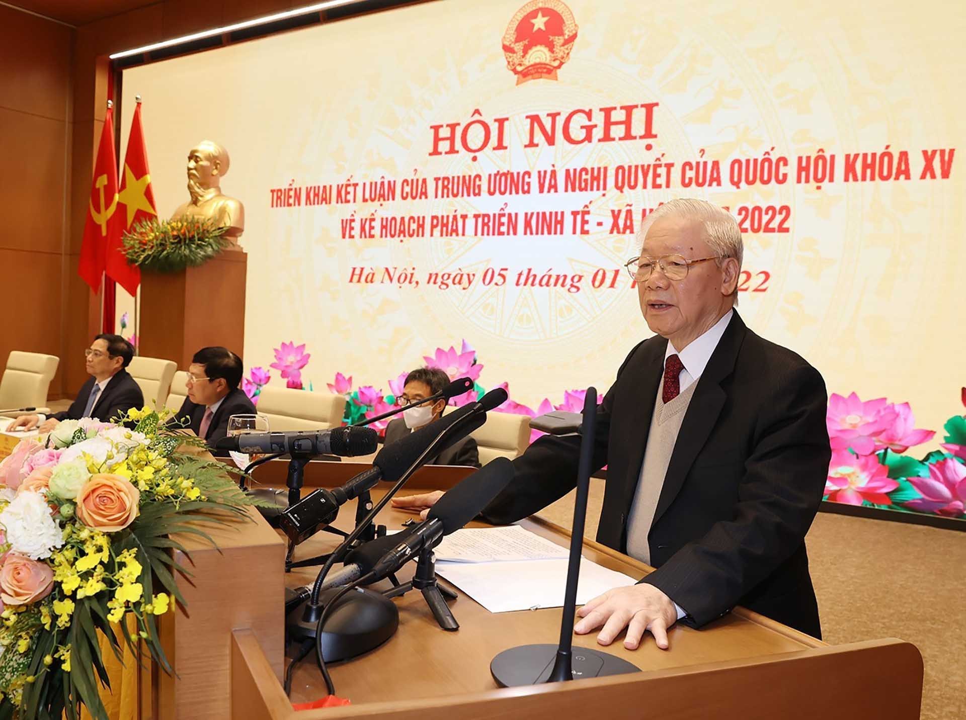 Tổng Bí thư Nguyễn Phú Trọng phát biểu chỉ đạo hội nghị. (Nguồn: TTXVN)