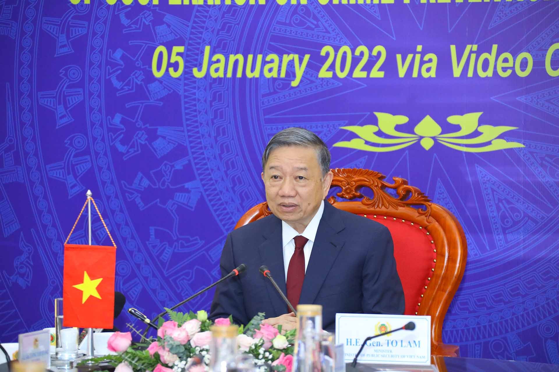 Đại tướng Tô Lâm, Ủy viên Bộ Chính trị, Bộ trưởng Bộ Công an Việt Nam phát biểu tại Hội nghị.