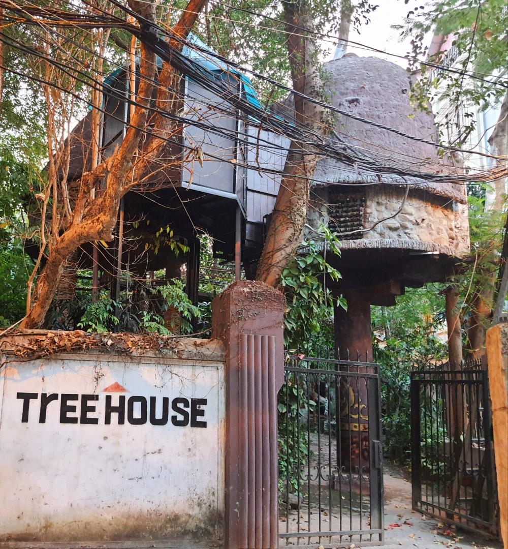 Những ngôi nhà trên cây ở tư gia của nghệ sỹ Đào Anh Khánh tại Ngọc Thụy, Gia Lâm, Hà Nội. (Ảnh MH)