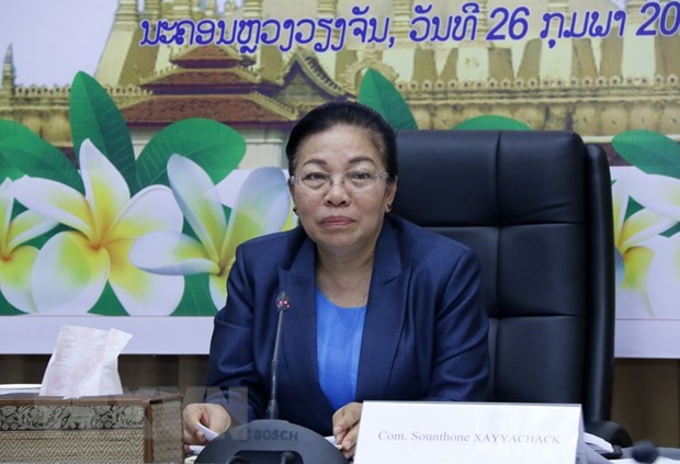 Hội nghị trực tuyến nghe thông báo về kết quả Đại hội lần thứ XI của Đảng Nhân dân Cách mạng Lào