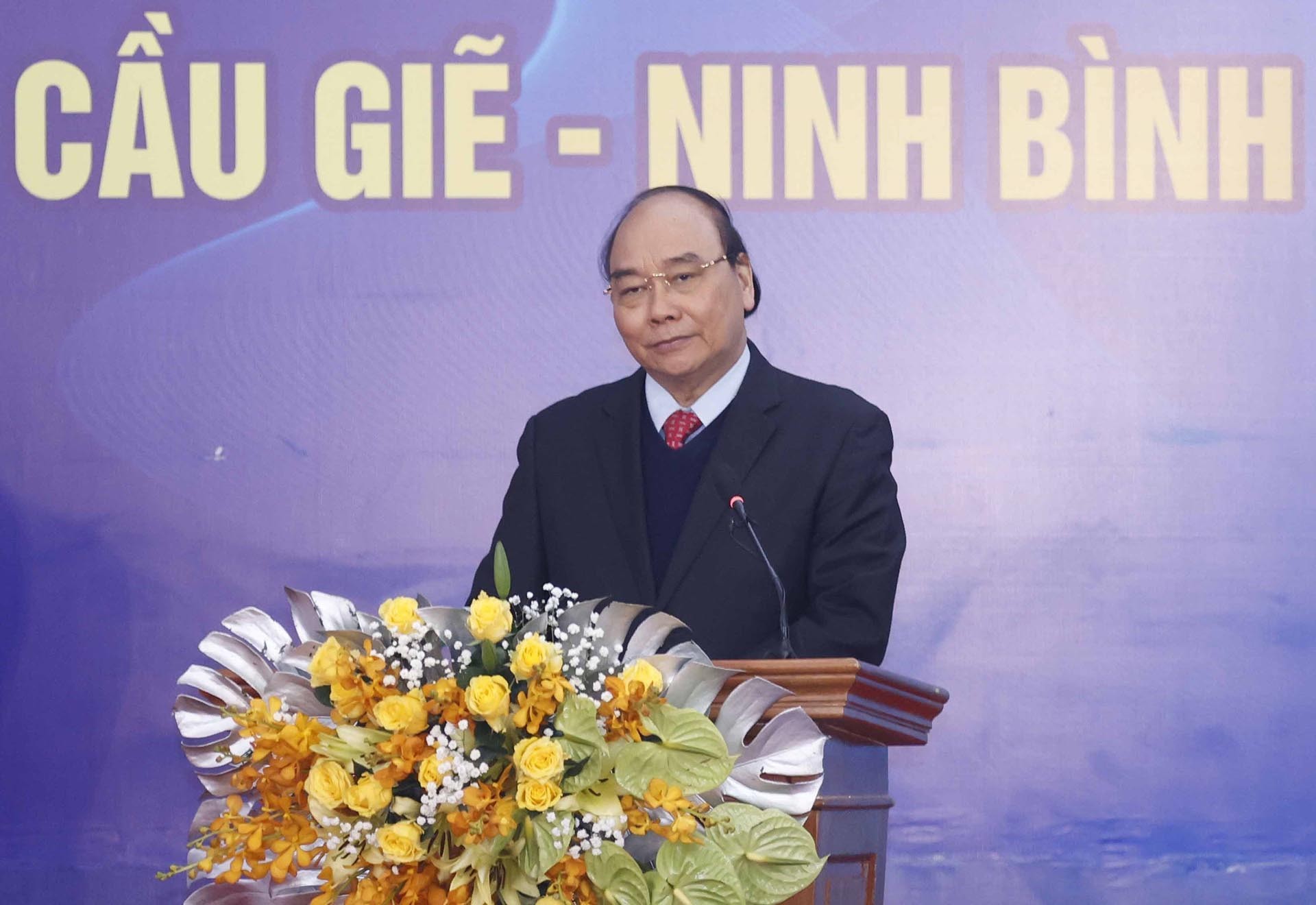 Chủ tịch nước Nguyễn Xuân Phúc phát biểu tại lễ khởi công. (Nguồn: TTXVN)