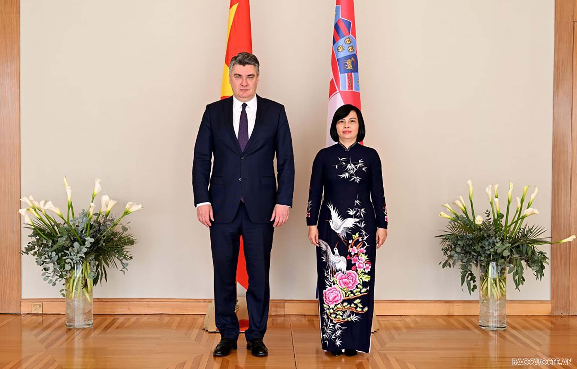 Tổng thống Croatia Zoran Milanović và Đại sứ Nguyễn Thị Bích Thảo.