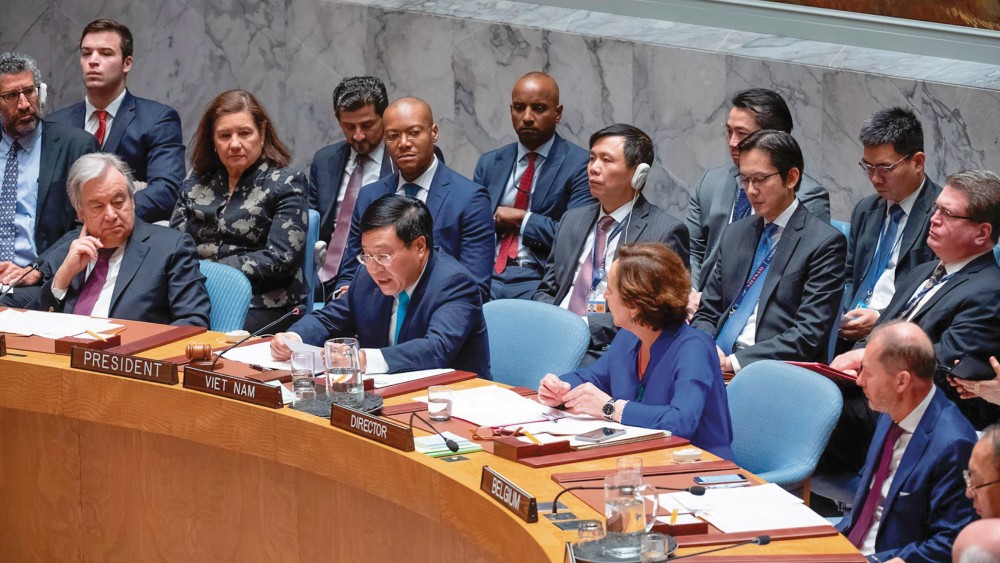 Phó Thủ tướng, Bộ trưởng Ngoại giao Phạm Bình Minh chủ trì phiên thảo luận mở cấp Bộ trưởng của Hội đồng Bảo an Liên hợp quốc, ngày 9/1/2020. 