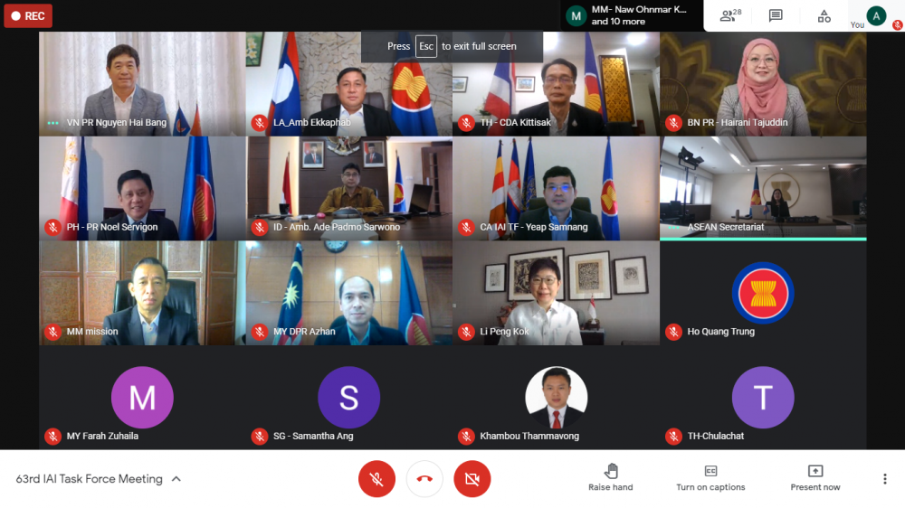 Cuộc họp lần thứ 63 của Nhóm Đặc trách Sáng kiến Liên kết ASEAN (IAI) theo hình thức trực tuyến