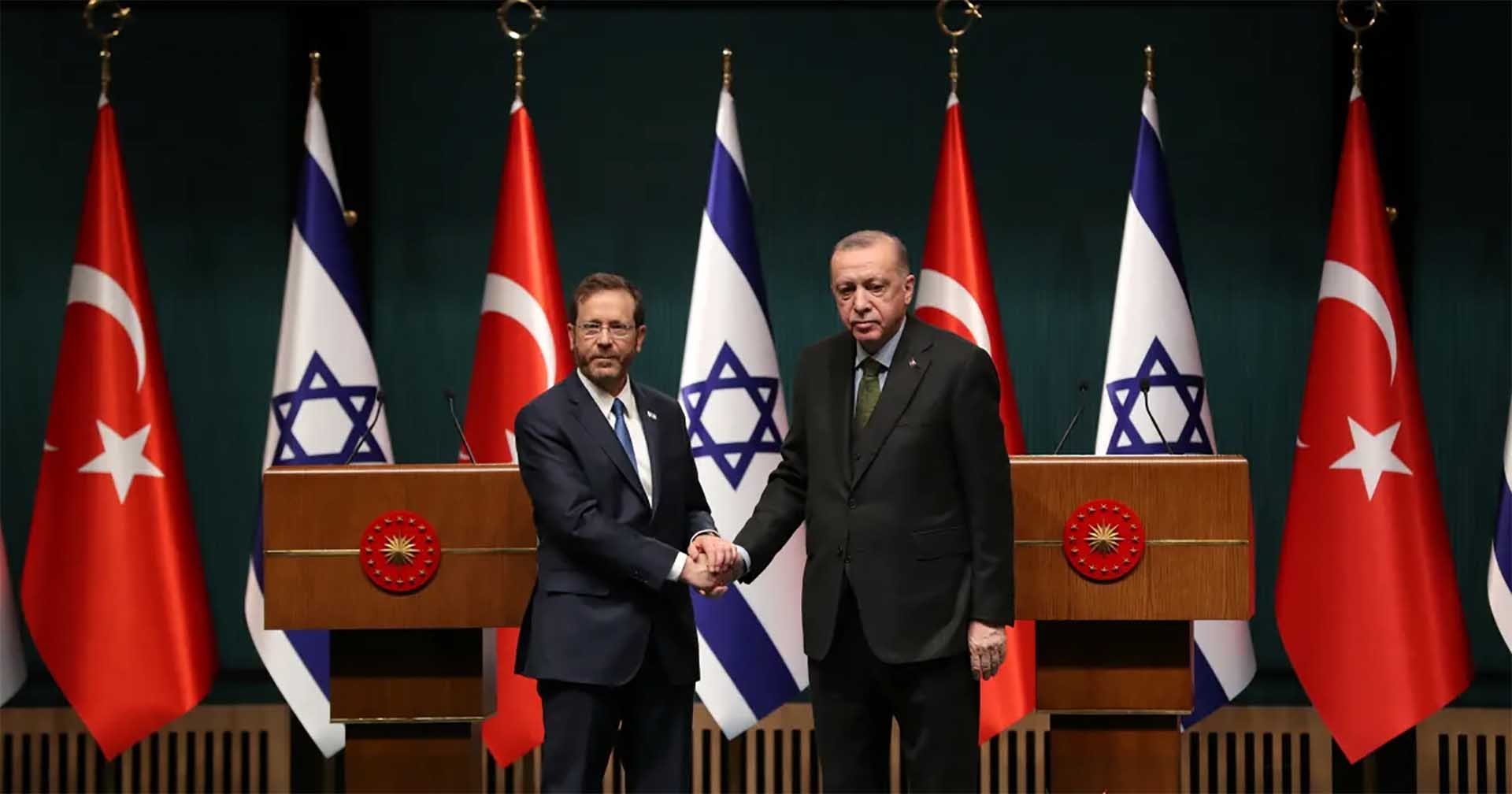 Tổng thống Thổ Nhĩ Kỳ Tayyip Erdogan và Tổng thống Israel Isaac Herzog. (Nguồn: Reuters)