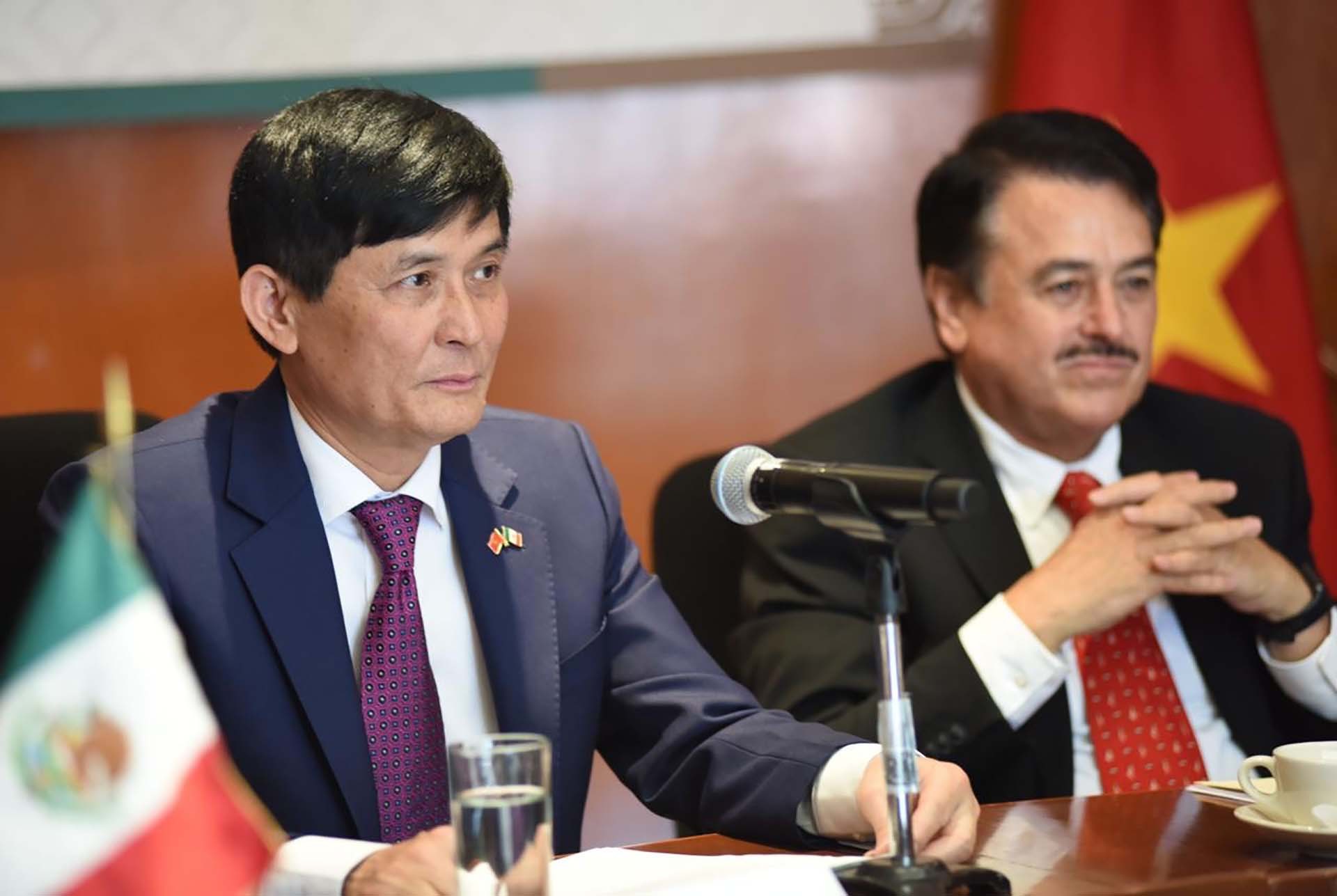 Đại sứ Việt Nam tại Mexico Nguyễn Hoành Năm phát biểu tại sự kiện ra mắt Nhóm Nghị sỹ Hữu nghị Mexico-Việt Nam nhiệm kỳ mới.