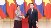 Chủ tịch Quốc hội Vương Đình Huệ tiếp Phó Chủ tịch nước Lào Pany Yathotou