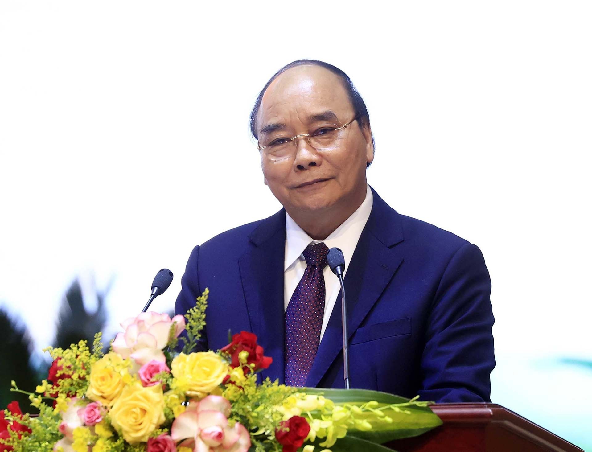 Chủ tịch nước Nguyễn Xuân Phúc phát biểu chỉ đạo hội nghị. (Nguồn: TTXVN)