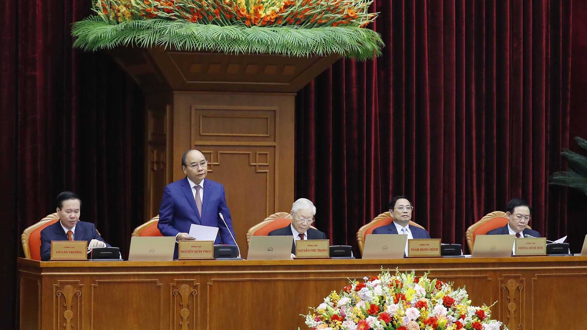 Chủ tịch nước Nguyễn Xuân Phúc điều hành khai mạc hội nghị. (Nguồn: TTXVN)