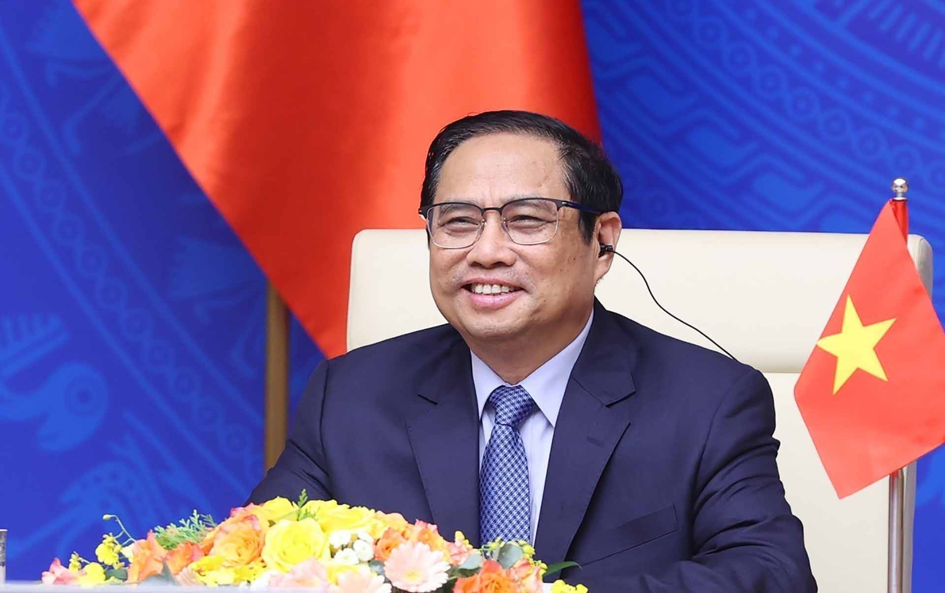 Thủ tướng Phạm Minh Chính phát biểu. (Nguồn: TTXVN)