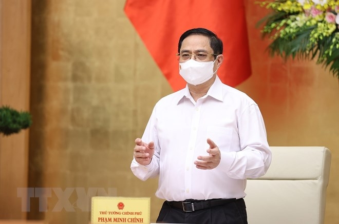 Thủ tướng Phạm Minh Chính phát biểu tại cuộ họp. (Nguồn: TTXVN)