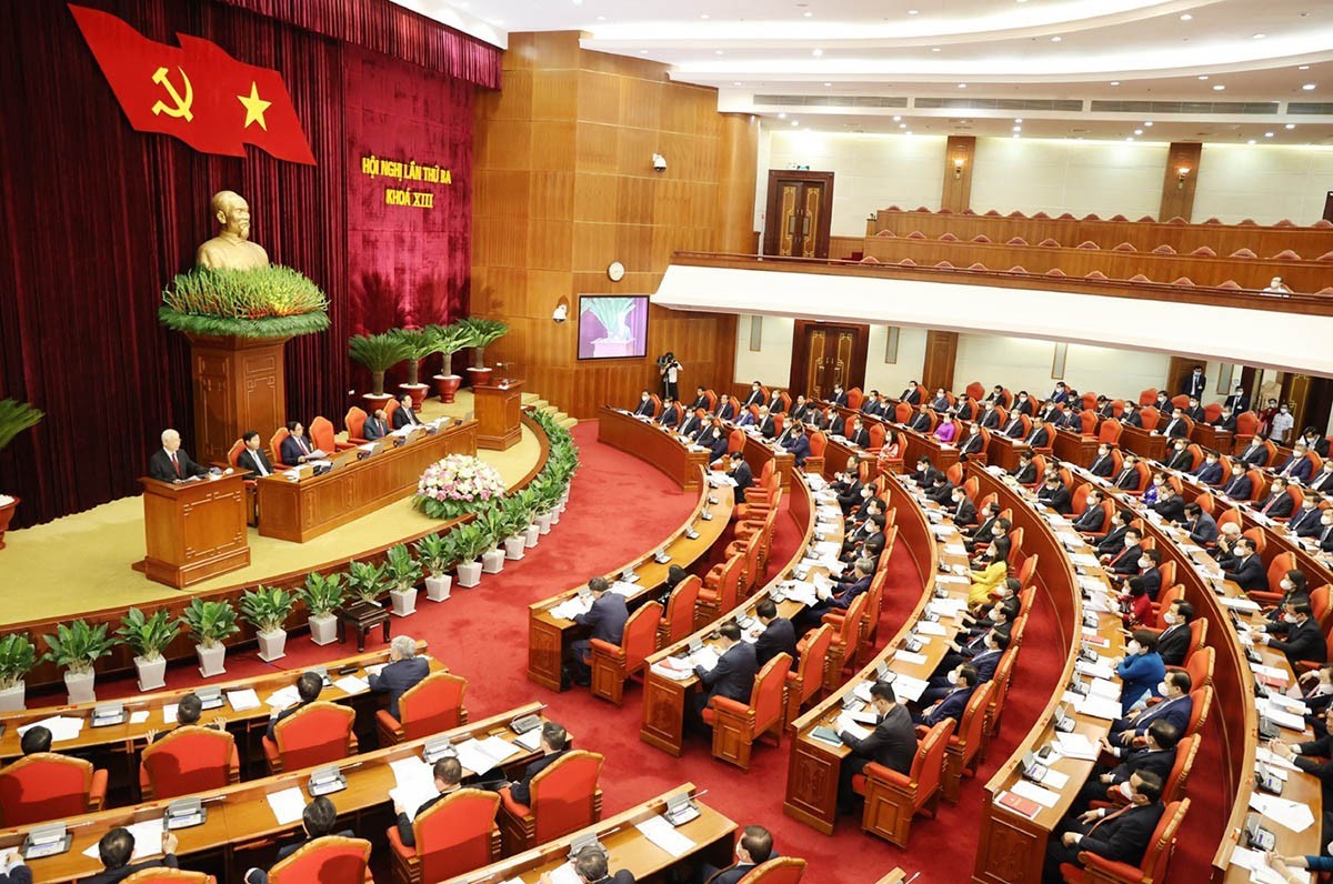 Tổng Bí thư Nguyễn Phú Trọng phát biểu khai mạc Hội nghị lần thứ ba Ban Chấp hành Trung ương Đảng khóa XIII. (Nguồn: TTXVN)
