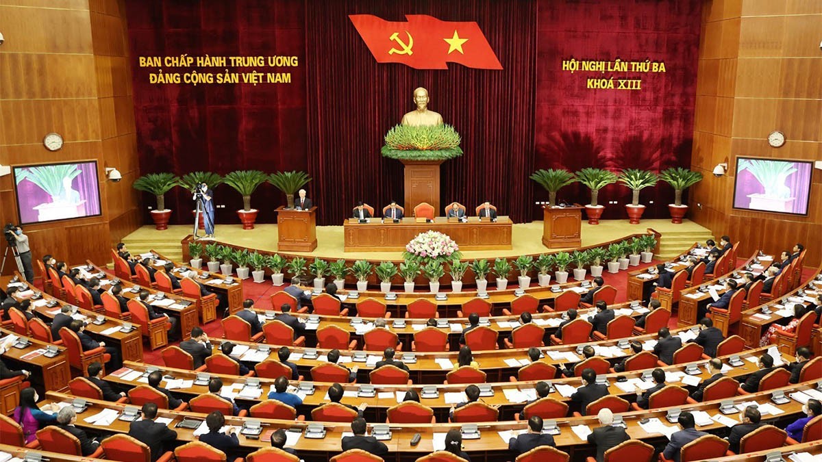 Tổng Bí thư Nguyễn Phú Trọng phát biểu khai mạc Hội nghị lần thứ ba Ban Chấp hành Trung ương Đảng khóa XIII. (Nguồn: TTXVN)