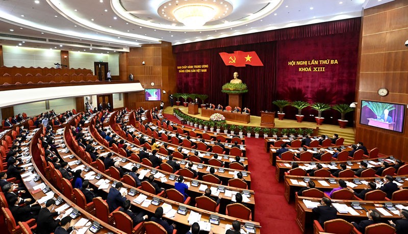 Toàn cảnh phiên khai mạc Hội nghị lần thứ ba Ban Chấp hành Trung ương Đảng Cộng sản Việt Nam khóa XIII. (Nguồn: Báo Nhân Dân))