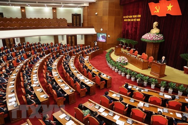 Hội nghị lần thứ ba Ban Chấp hành Trung ương Đảng Cộng sản Việt Nam khóa XIII họp phiên bế mạc tại Trụ sở Trung ương Đảng, Hà Nội. (Nguồn: TTXVN)
