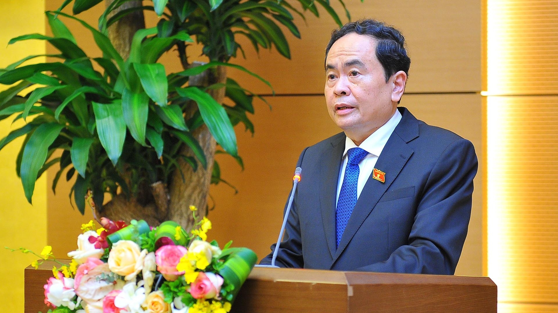 Ủy viên Bộ Chính trị, Phó Chủ tịch Thường trực Quốc hội Trần Thanh Mẫn phát biểu. (Nguồn: TTXVN)