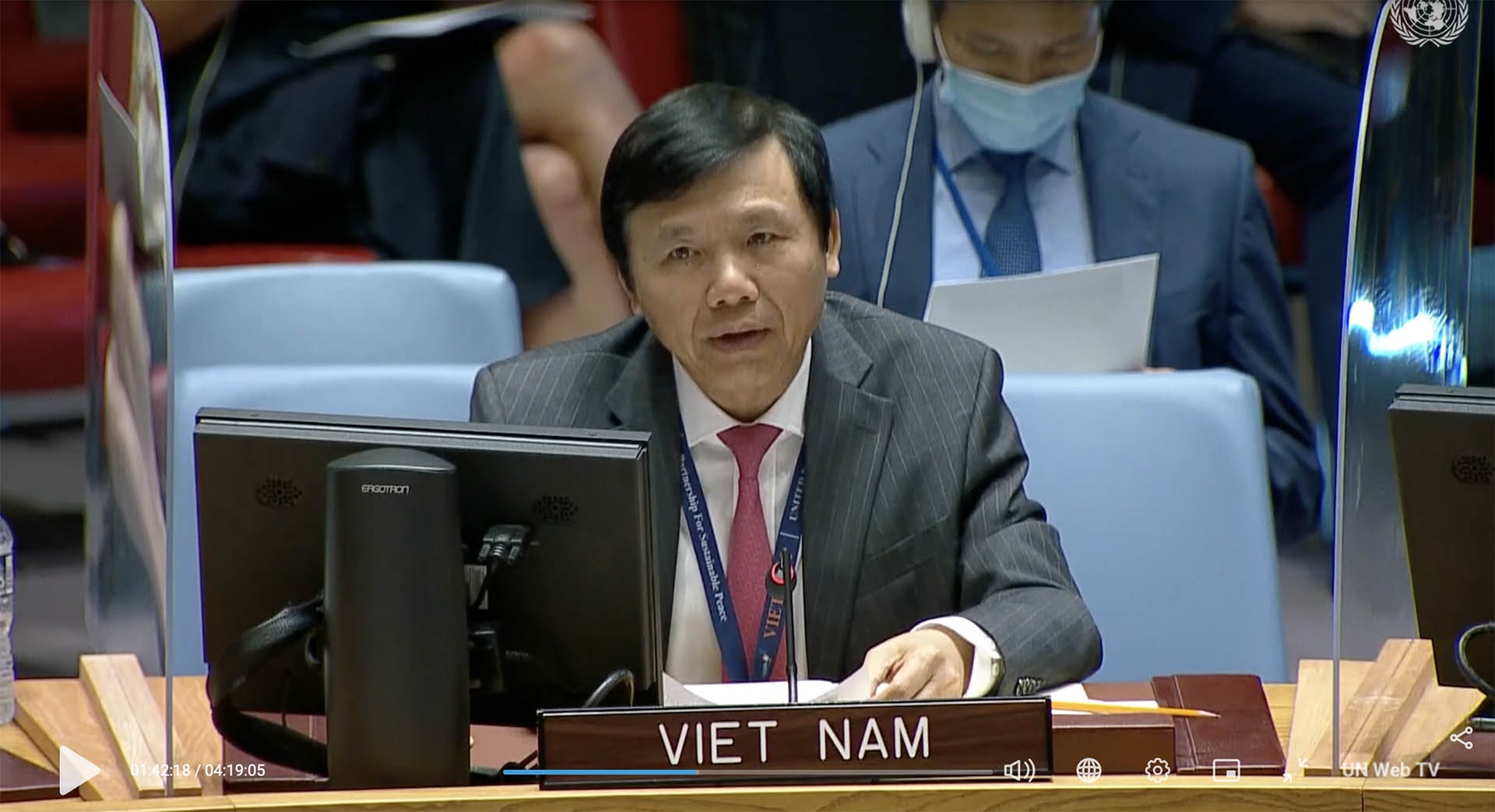 Đại sứ, Trưởng Phái đoàn thường trực Việt Nam tại LHQ Đặng Đình Quý phát biểu tại cuộc họp.