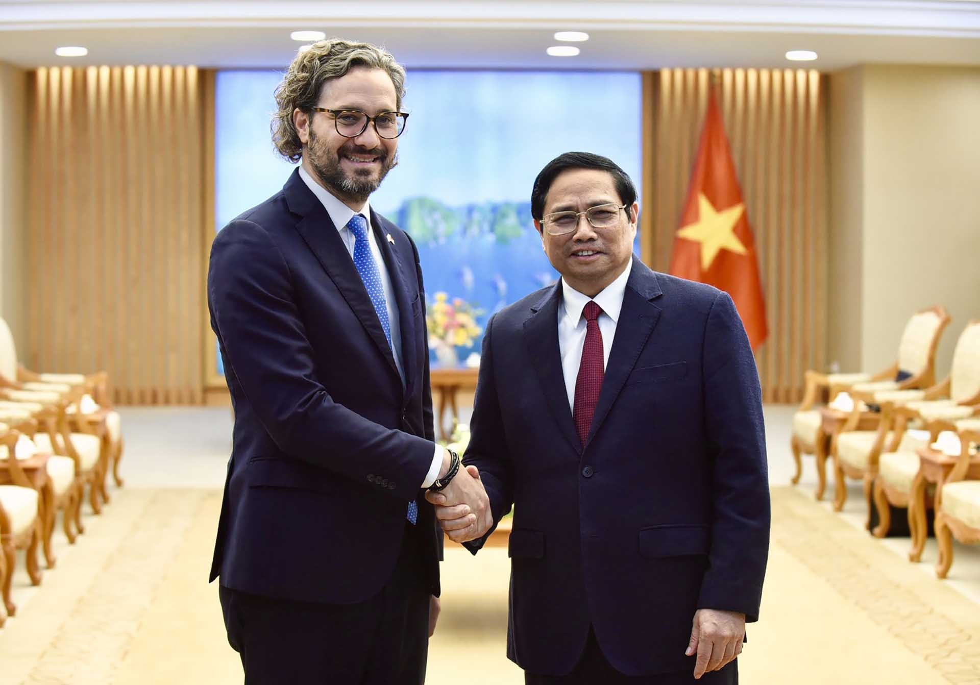 Thủ tướng Phạm Minh Chính tiếp Bộ trưởng Ngoại giao, Ngoại thương và Tôn giáo Argentina