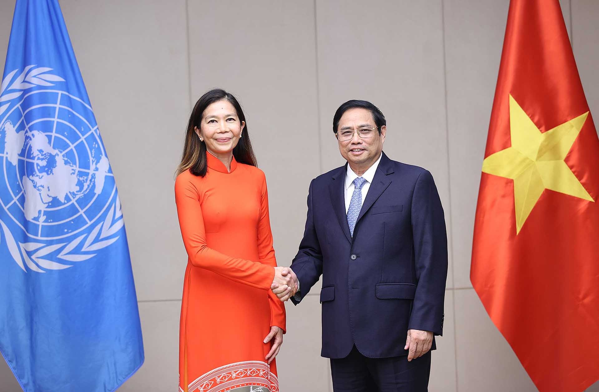 Thủ tướng Phạm Minh Chính tiếp bà Pauline Tamesis, Điều phối viên thường trú Liên hợp quốc.
