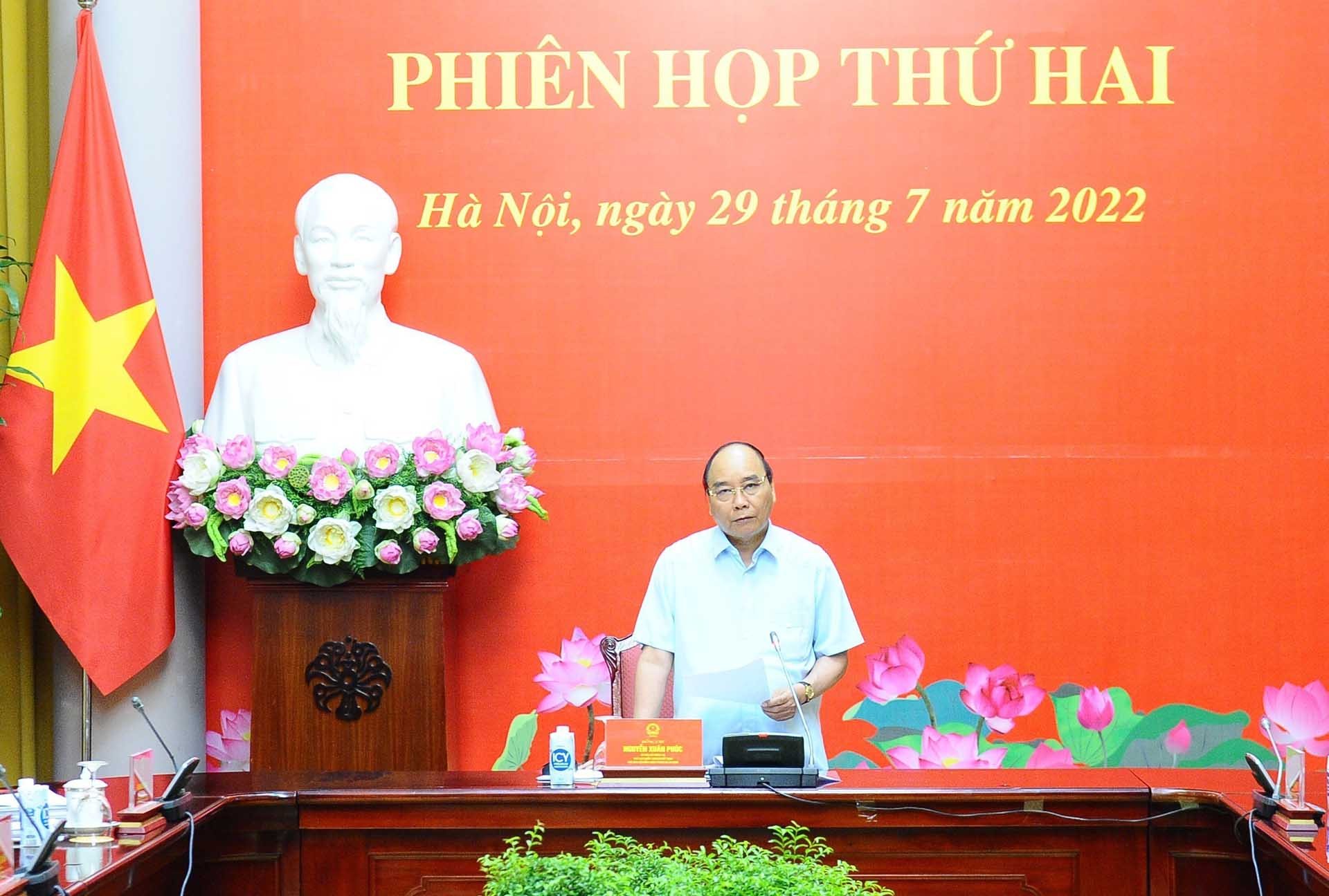 Chủ tịch nước Nguyễn Xuân Phúc phát biểu chỉ đạo. (Nguồn: TTXVN)