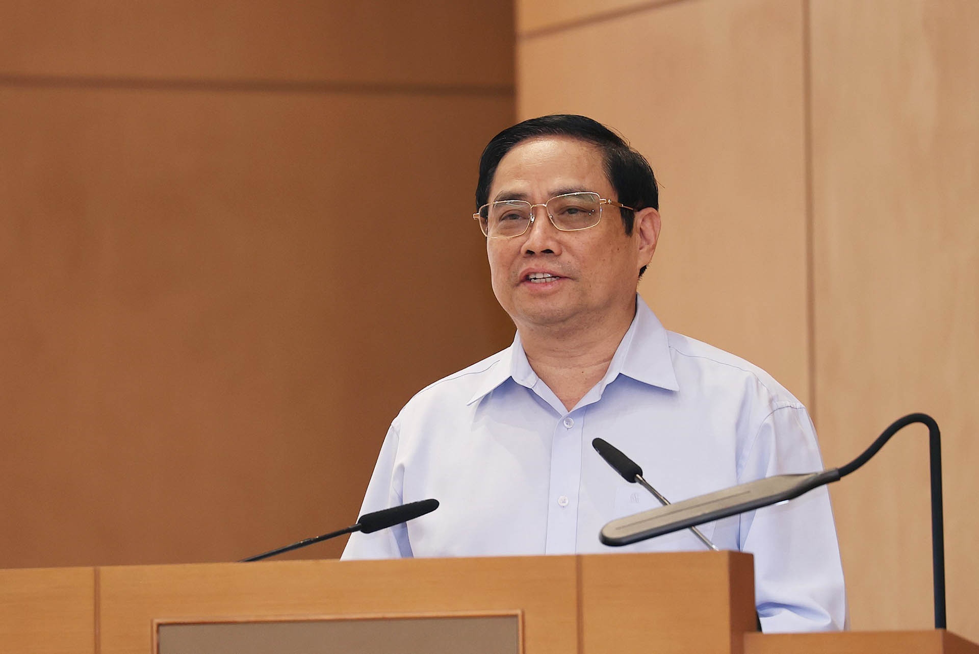 Thủ tướng Phạm Minh Chính phát biểu khai mạc. (Nguồn: TTXVN)