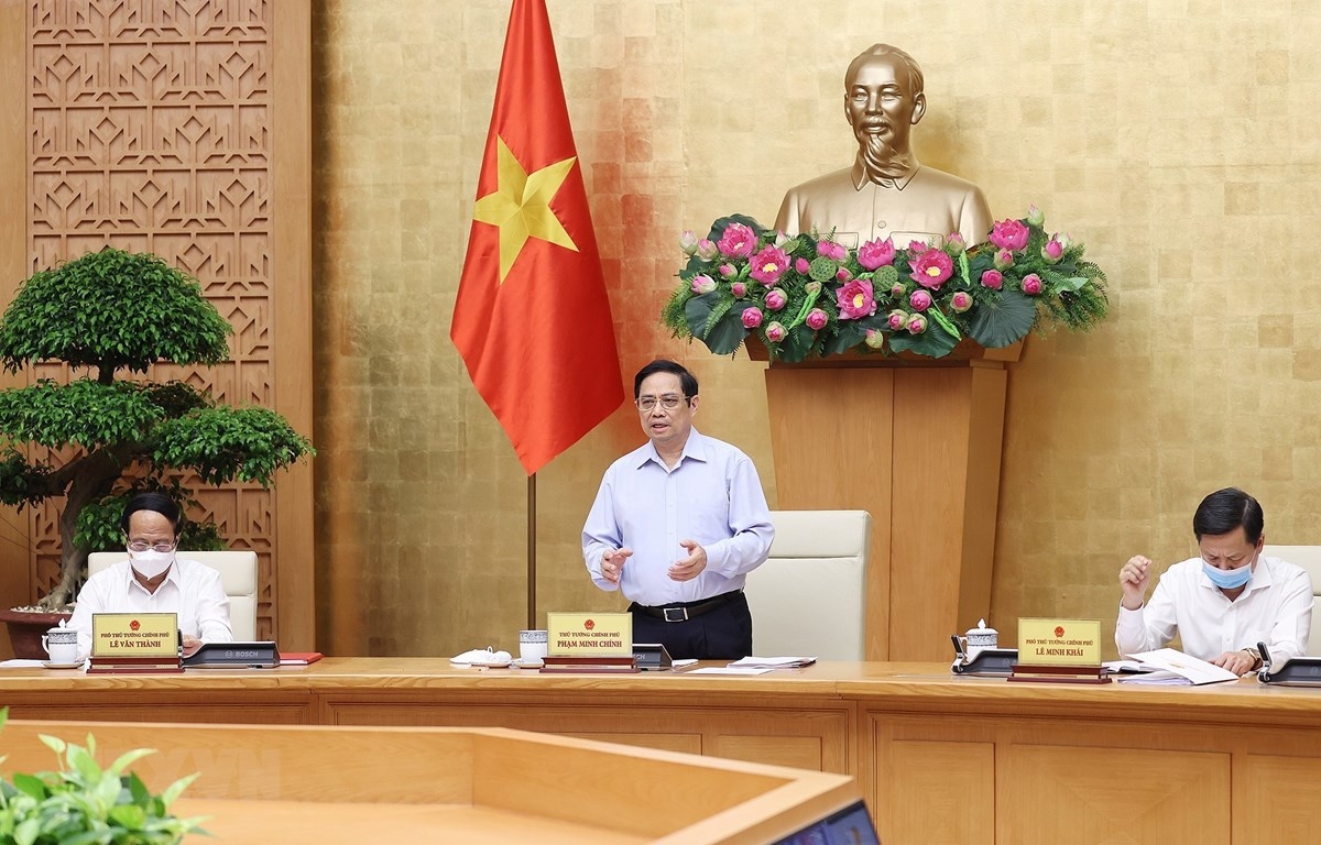 Thủ tướng Phạm Minh Chính phát biểu tại Phiên họp Chính phủ tháng 7/2021. (Nguồn: TTXVN)