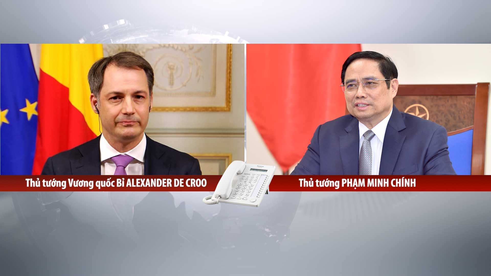 Thủ tướng Phạm Minh Chính điện đàm trực tuyến với Thủ tướng Bỉ Alexander De Croo