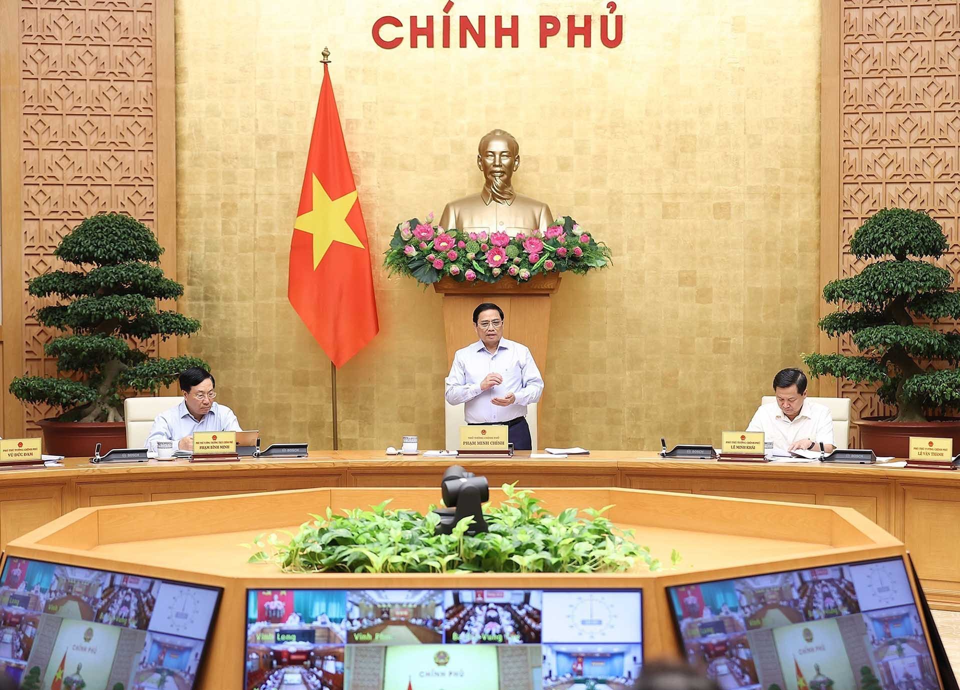 Thủ tướng Phạm Minh Chính chủ trì Ppiên họp Chính phủ thường kỳ tháng 7/2022. (Nguồn: TTXVN)