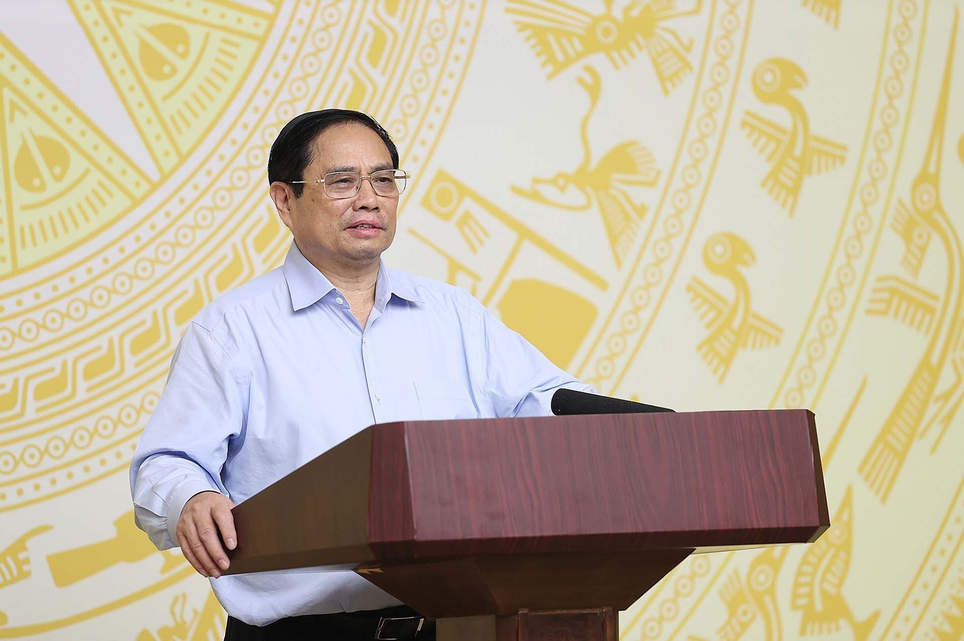 Thủ tướng Phạm Minh Chính phát biểu khai mạc phiên họp. (Nguồn: TTXVN)