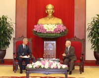 Tổng Bí thư Nguyễn Phú Trọng tiếp Bí thư Trung ương Đảng, Bí thư Thành ủy, Chủ tịch Hội đồng nhân dân Thủ đô Vientiane