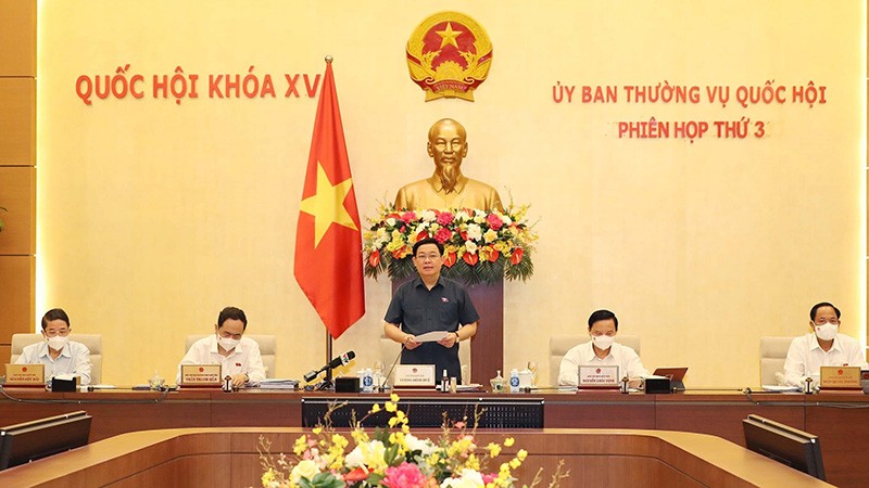 Chủ tịch Quốc hội Vương Đình Huệ phát biểu khai mạc. (Nguồn: TTXVN)