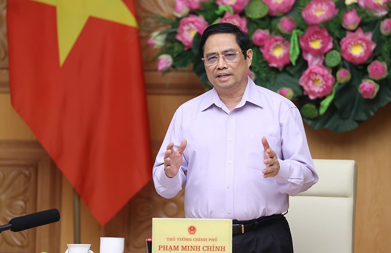 Thủ tướng Phạm Minh Chính phát biểu tại buổi làm việc với các doanh nghiệp Hàn Quốc. (Nguồn: TTXVN)