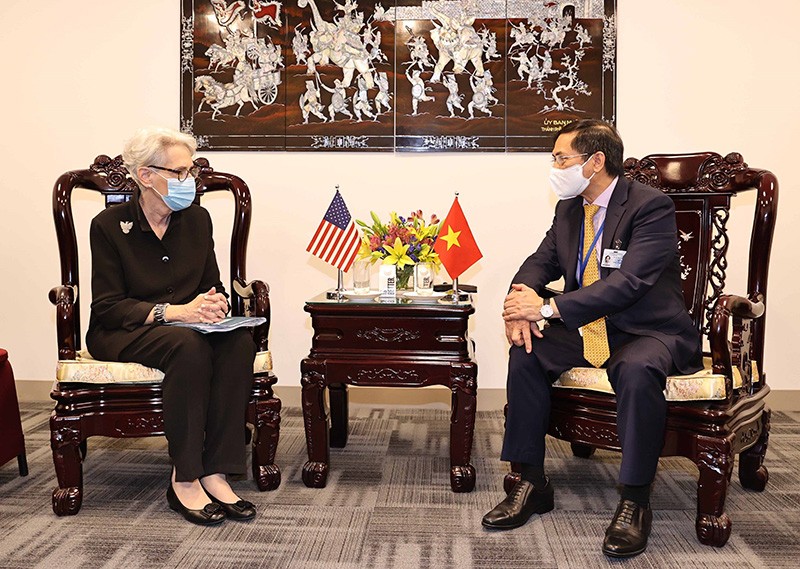 Bộ trưởng Ngoại giao Bùi Thanh Sơn tiếp Thứ trưởng Bộ Ngoại giao Hoa Kỳ Wendy Sherman. (Nguồn: TTXVN)