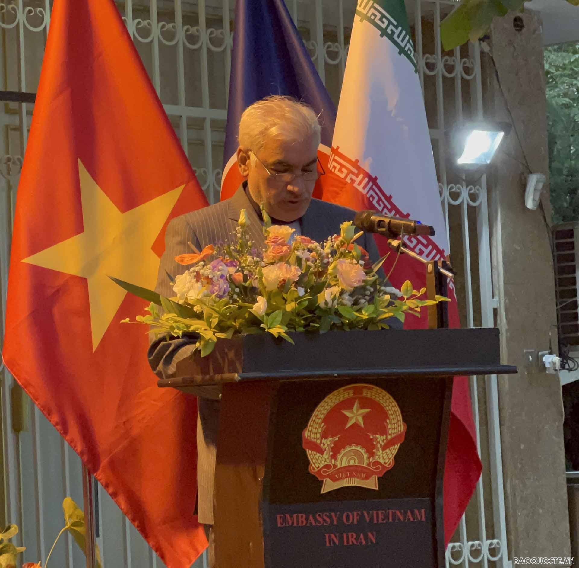 Trợ lý Bộ trưởng Ngoại giao Iran Reza Zabib phát biểu chào mừng Quốc khánh Việt Nam.
