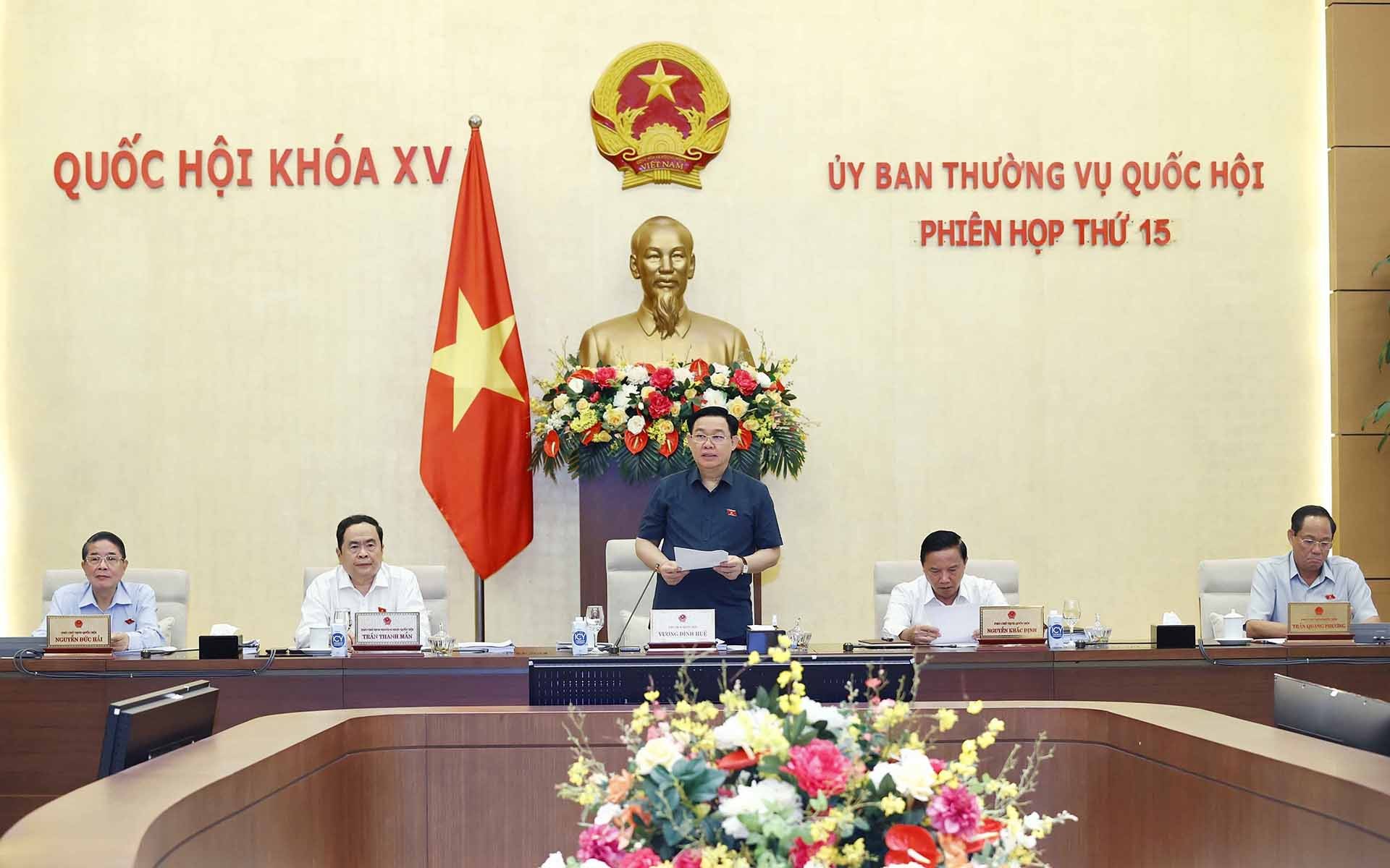 Chủ tịch Quốc hội Vương Đình Huệ phát biểu khai mạc phiên họp. (Nguồn:  TTXVN)