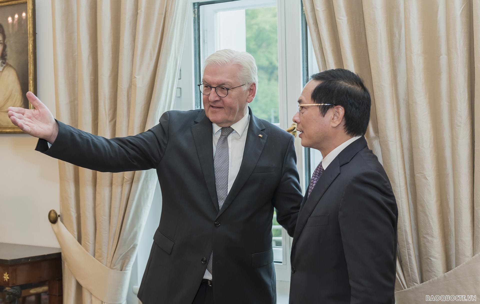 Bộ trưởng Ngoại giao Bùi Thanh Sơn chào xã giao Tổng thống Đức Frank-Walter Steinmeier.
