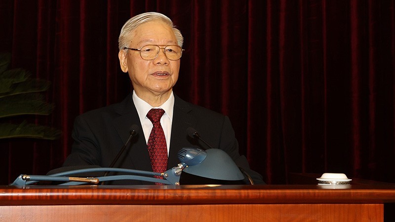 Tổng Bí thư Nguyễn Phú Trọng phát biểu khai mạc Hội nghị. (Nguồn: TTXVN)